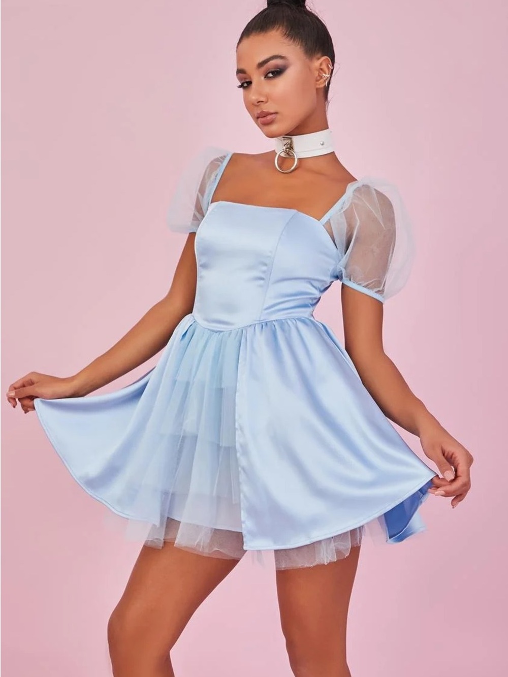 Cinderella Costume Light Blue Satin Dress